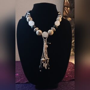 Paparazzi Silver and Black Statement Necklace